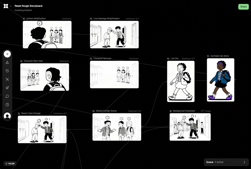 UI from Flora AI image gen workflow